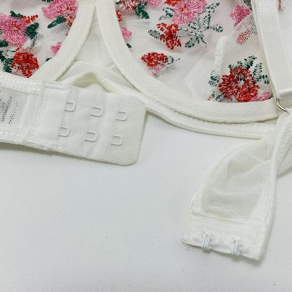 Sexy Romantic Bra See Through Underwear Size S Flower Laced Wired Underwire Red - Picture 8 of 10